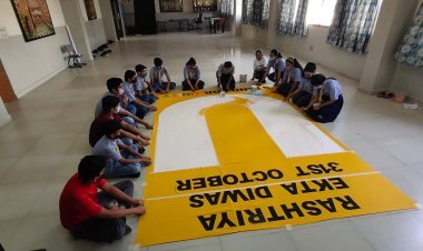 Students of Podar World Schools celebrated the National Unity Day by making a large-sized cut-out with a message of ‘U for Unity’